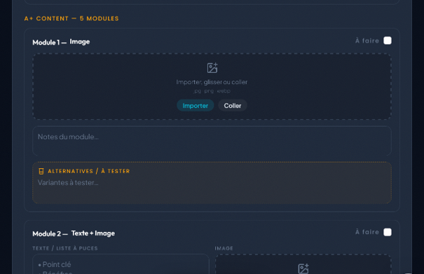 Capture de A+ Content dans BookPilot