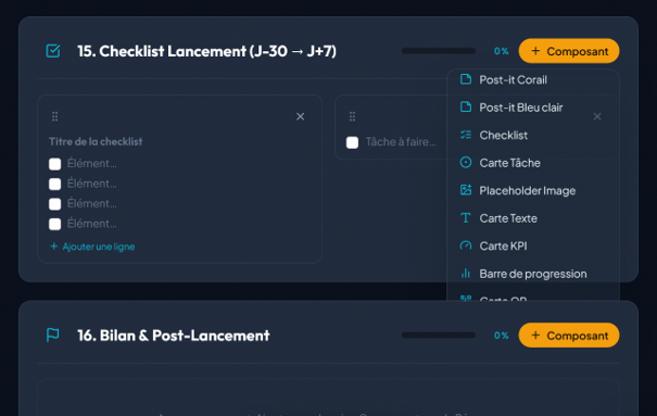Capture de Checklist de lancement dans BookPilot