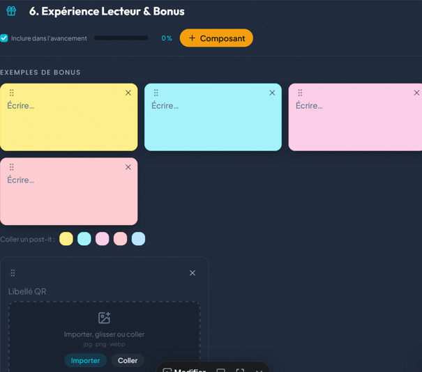 Capture de Expérience lecteur et bonus dans BookPilot