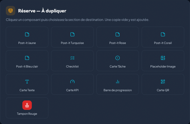 Capture de Réserve de composants dans BookPilot